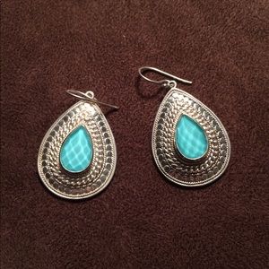 Rare Anna Beck Large Turquoise and Quartz Earrings